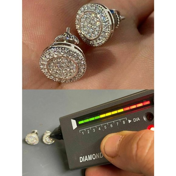 HarlemBling 925 Silver Diamond Hip Hop Earrings